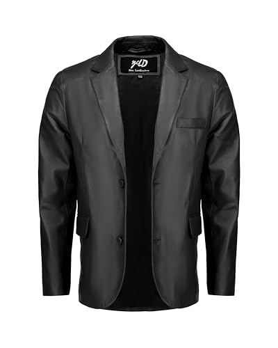 Image of Jild Invisible Stitching Casual Leather Blazer for Men - 2-Button Closure Coat Style Regular Fit Lambskin Leather Jacket Men