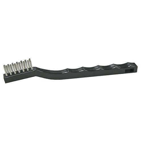 Image of Weiler 44806 0.006 inch Wire Size, 7-1 /2 inch X 1 /2 inch Block Size, 3 X 7 No. Of Rows, 302 Stainless Steel Bristles, Economy Small Hand Scratch Brush With Plastic Handle