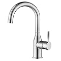 WOWOW Single Handle Bar Faucet with Water Supply Lines - Brushed Nickel, Modern, Commercial, for RV Sink, 1 Hole, Small Kitchen Sink Faucet