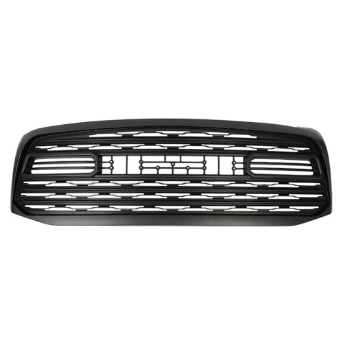 BDBO Front Grill Compatible With Dodge Ram 1500 2006-2008 LTD Style Matte Black Front Bumper Grille With Accessories/Letters/Amber Light Up