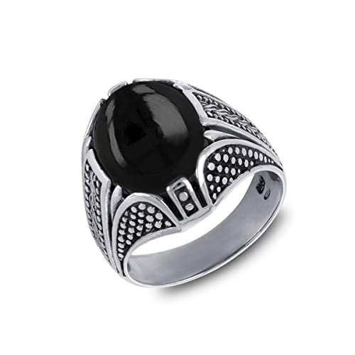Chevalière Argent 925 Effet Vieilli Aden avec Onyx véritable