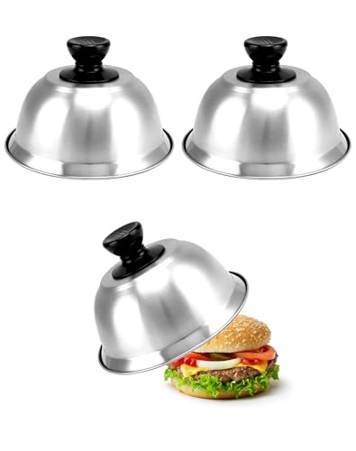 QWORK Cubiertas para Burger 6 Pulgadas Acero Inoxidable 3 Un