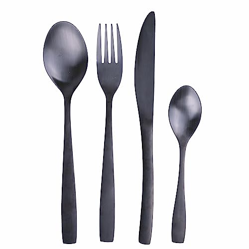 Set 16 posate Manhattan in acciaio inox 18/0, nero satinato