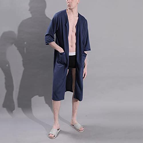 Men's Sleepshirt V Neck Nightshirt Comfy Soft Zipper Sleep Shirts Loose Nightshirts with Pockets4