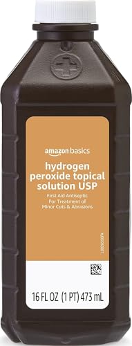 Amazon Basics Hydrogen Peroxide Topical Solution USP, First Aid Antiseptic for Cuts, Scrapes and Infection Protection, 16 fl oz, Pack of 1 (Previously Solimo)
