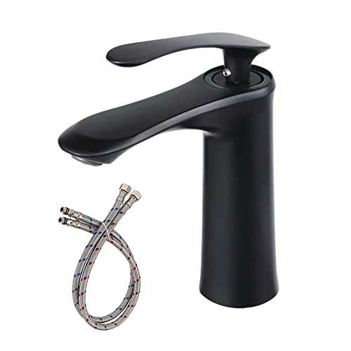 Robinet de salle de bain noir anti-fuite mélangeur d'eau en acier inoxydable monotrou