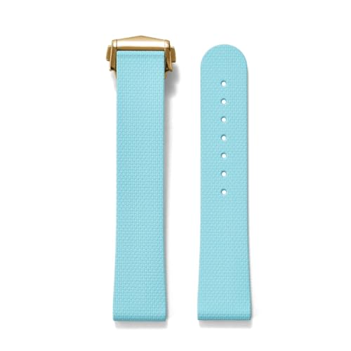 20mm FKM �N�C�b�N�����[�X�t�b�f�S���X�g���b�v Swatch X �I���K MoonSwatch Seamaster 300/600 ���j�o�[�T�����v�o���h�ƌ݊�������(Cyan-Gold Buckle)