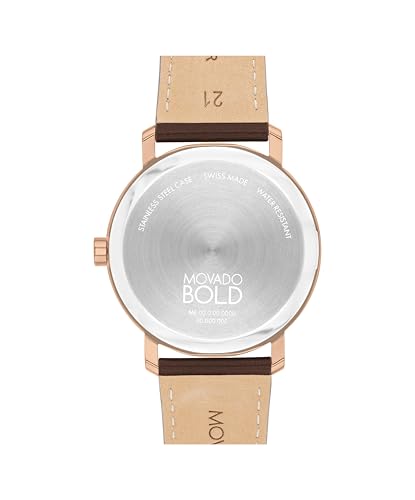 Movado Bold Evolution 2.0 Men's Luxury Quartz Watch - Swiss Movement, Leather Strap - Water Resistance 30 Meters (3ATM) - Classic Timepiece - Gift for Him - 40mm3