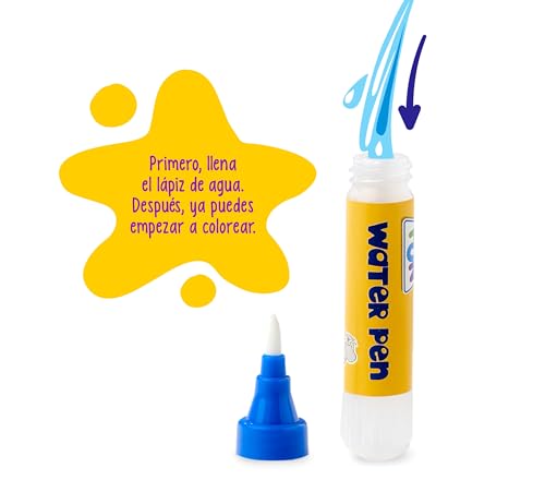 Simba 106334633 Art & Fun Wasser-Malbuch Dinos inkl. Dinosaurier-Figur - Malen mit dem Water Pen Wasserstift & 4 Dino-Motiven - Wasserzauber-Spielzeug für Kinder ab 3 Jahre
