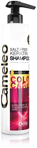 Cameleo Keratin Shampoo with Marula Oil for Coloured & Bleached Hair - 0% Parabens, Salt & Colorants - PH 5,5-250ml by Cameleo