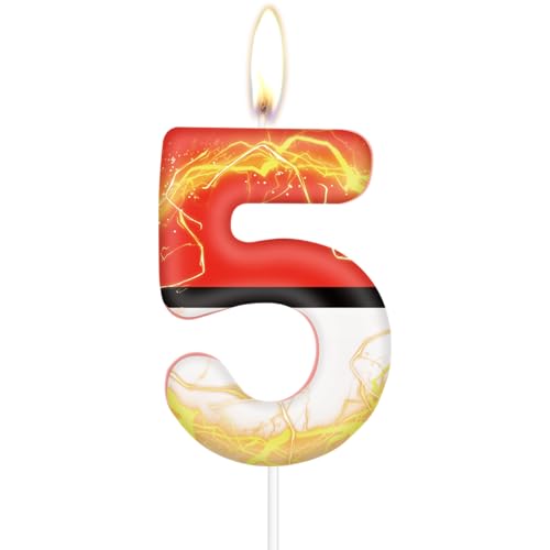 Vela de cumpleaños número 5 de dibujos animados, velas de anime número 5 para pastel, decoración de 5º cumpleaños de niñas y niños, decoración de fiesta temática de anime de pastel de vela