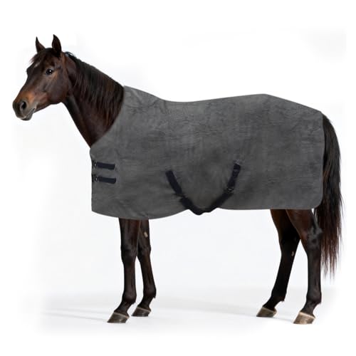 SilverChry Manta Caballo Exterior Invierno, Manta Térmica para Caballos Gruesa Trabajo, Suave y Confortable, con Cinchas Cruzadas y Hebilla Pectoral Ajustables, 180 × 90 cm