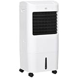 HOMCOM Climatizador Evaporativo 3 en 1 15L con Humidificador y Ventilador Portátil, 3 Velocidades, Temporizador 7,5H, Control Remoto, Oscilación 60°, 37x32x78 cm Blanco