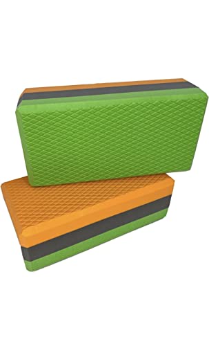 Image of The Yogis High Density Foam Yoga Block Brick [ Set of 2 ] Large Size [ Free - Yoga Belt ] Made in India