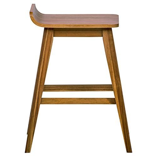 Amazon Brand – Stone & Beam Fremont Rustic Kitchen Counter Saddle Farmhouse Bar Stool, 25.5 Inch Height, Natural Wood #TOP6