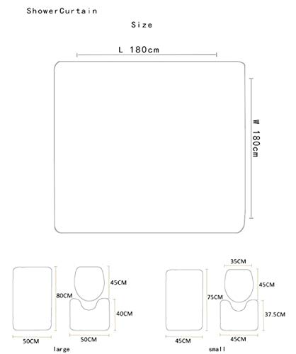 N / A Badematte Antirutsch Set 4 Teilig,Steindruck Wasserdichter Duschvorhang Rutschfester Badezimmerteppich… – Bild 3