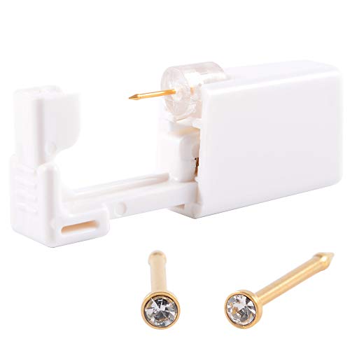 CHUANCI 1 Unit Disposable Safe Sterile Piercing Unit for Gem Nose Studs Piercing Gun Piercer Tool Machine Kit Earring Stud Body Jewelry (18-204 Gold Clear)