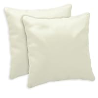 Giovanni Dolcinotti | Set mit 2 Kissenbezügen für Sofa, 40 x 40 cm, dekorative Kissenbezüge – 100% Baumwolle mit Seideneffekt – Kissenbezüge mit verstecktem Reißverschluss – Creme – Modell Atlanta