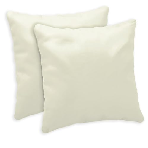 Giovanni Dolcinotti | Set mit 2 Kissenbezügen für Sofa, 40 x 40 cm, dekorative Kissenbezüge – 100% Baumwolle mit Seideneffekt – Kissenbezüge mit verstecktem Reißverschluss – Creme – Modell Atlanta