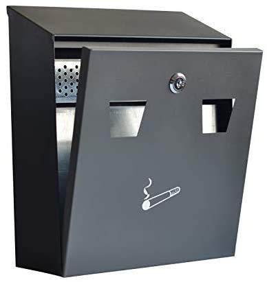 Masmartox GenericDEFGHIJ Wall-Mounted Cigarette Disposal Tower - Commercial Ashtray - Black