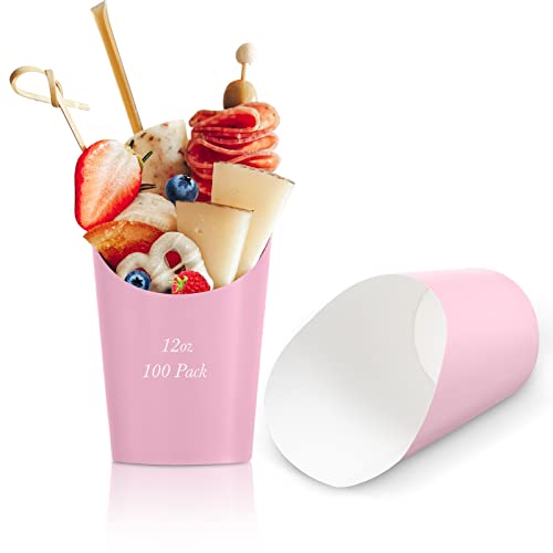 100 Pcs Charcuterie Cups French Fry Holder 12oz Disposable Paper French Fry Cups Paper Appetizer Cups for All Occasions Suitable for Baby Shower Party Waffle Popcorn Food Takeout (Pink) 100 Pcs Charcuterie Cups French Fry Holder 12oz Disposable Paper French Fry Cups Paper Appetizer Cups for All Occasions Suitable for Baby Shower Party Waffle Popcorn Food Takeout (Pink)