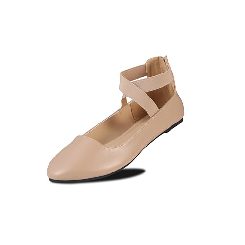 Image of EMMA NEW YORK Ankle Strap Flats for Women, Women Flat Ballerina Shoes, Women's Ballet Flats with Strap