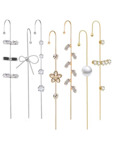 Boucles d'oreilles dorées et argentées femme lot de 7 avec strass brillants et crochet