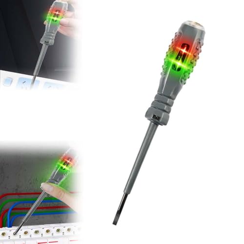 2-in-1 高トルク強力磁気スクリュードライバー電気探知機、12V-220V 非接触電圧検出器、デュアルライトカラー電気テスターセット AC/DC回路用(ストレートヘッド1個)