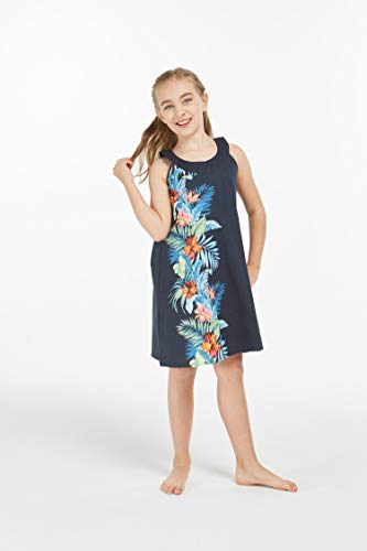 Image of Matchable Family Hawaiian Luau Men Women Girl Boy Clothes in Orchid Paradise Navy