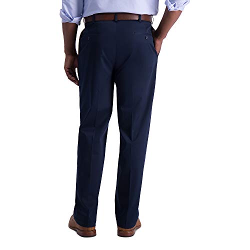 Haggar mens Iron Free Premium Khaki Classic Fit Pleat Front Expandable Waist Casual Pants, Dark Navy, 40W x 29L US - image 3