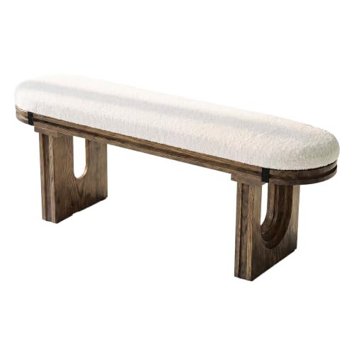 LITTLE TREE Solid Wood Bench with Upholstered, 47.24" End of Bed Bench by LITTLE TREE - Used condition - Image 9
