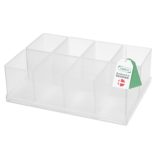 Raaco Boîte d'Insertion 80 8xBA8-1, Plateau avec 8 Compartiments, Boîte de Tri Transparente pour Mallette à Outils, Boîtes de Rangement, Rangement Visserie, Facile à Nettoyer, 16 x 22 x 6,9 cm