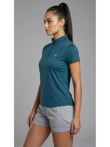 Image of PUMP'D Dry Fit Women's Half Zip Activewear Synthetic Regular Fit T-Shirt | Gym & Yoga