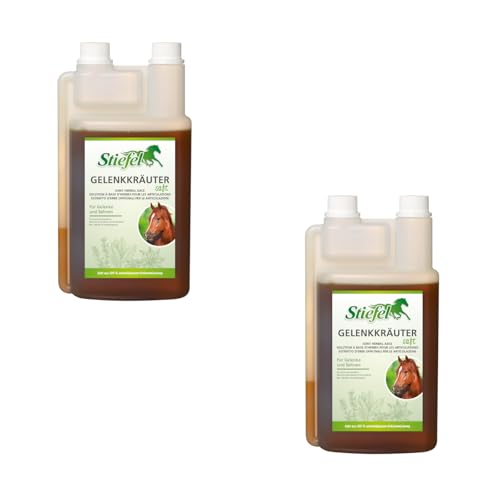 Stiefel Succo di erbe articolari | Confezione doppia | 2 x 1 l | Mangime liquido complementare per cavalli | Per sostenere problemi di tendini e articolari legati all'alimentazione | Senza coloranti