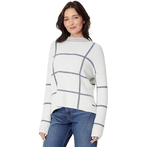 Carve Designs Olivia Plush Sweater - Mock Neck, Super Soft Nylon, Fitted Sleeves, Relaxed Fit, Sweater with Side Slits Cloud Birdseye Medium Cover