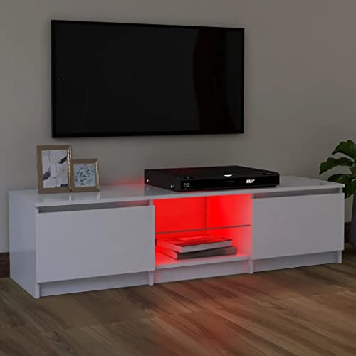 vidaXL-Mueble-para-TV-con-Luces-LED-Soporte-Mobiliario-Aparador-Estante-Salon-Sala-de-Estar-Dormitorio-Decoracion-Blanco-120x30x355-cm