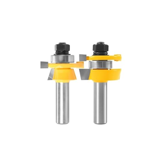 2 piezas de riel de montante reversible de 15 °, conjunto de chaflán, broca de enrutador, cortador de fresado for carpintería for herramientas de madera(12.7X41x6.35)