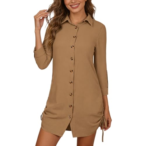 Robe décontractée à manches longues ajustable pour femme active