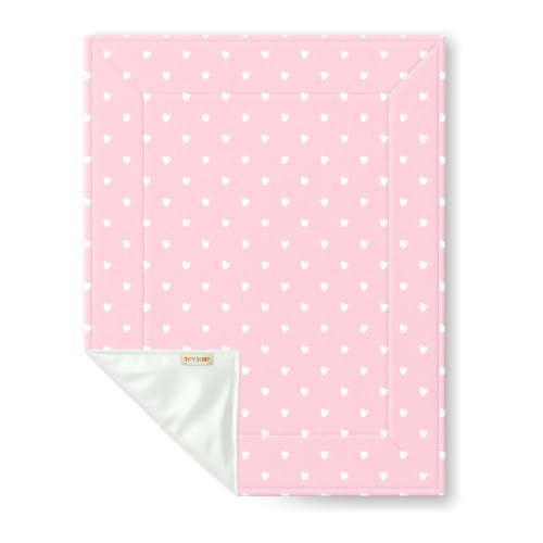 Image of TIDY SLEEP Baby Diaper Changing Mat 65 x 45 cm (0-3 Months) | Soft Cotton Changing Sheet for Newborns | Portable, Washable & Travel-Friendly | Pink Hearts