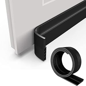 Urhome Tochtstrip voor de deur, 1 meter lang, zwart, 1 stuk, zelfklevend, tochtstopper, tegen insecten, lawaai en stof, voor je huisdeur, siliconen, voor geluids- en warmte-isolatie