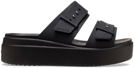 Crocs Women's Brooklyn Low Wedges Sandal, Black/Black, 6