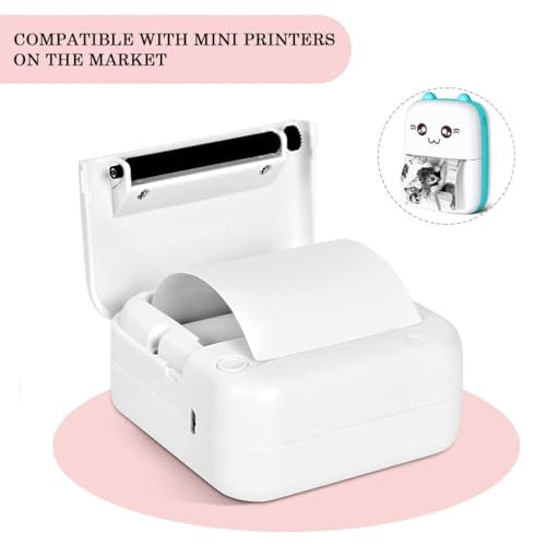 Image of Wireless Mini Printer Portable, Inkless Sticker Printer with 10 Rolls Paper,Bluetooth Thermal Printer Compatible with iOS + Android for Memo,Photo, Print Pod Best Gifts (Thermal Roll)