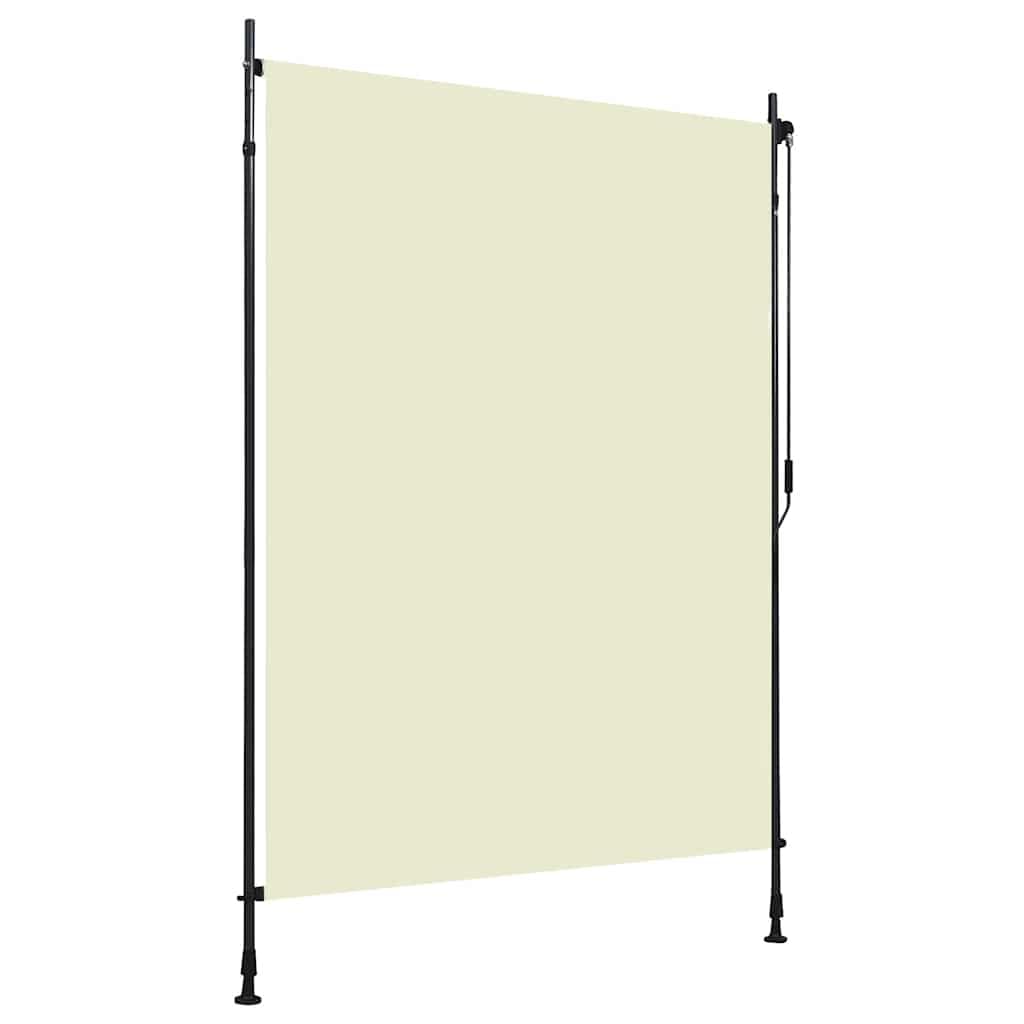 Store roulant d'extérieur 150x270 cm crème avec poteaux réglables pour balcon