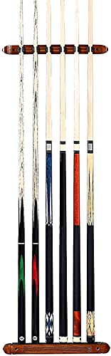 Support de queues de billard mural rétro en bois avec 6 clips pour rangement maison