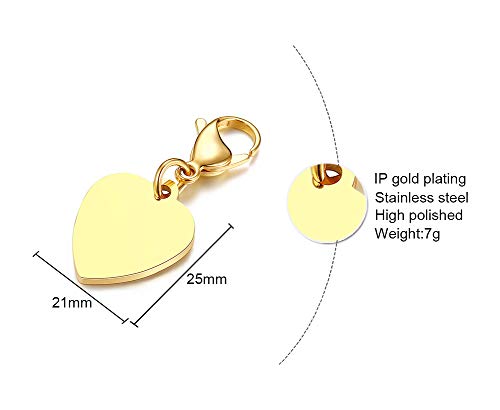 Mealguet Jewelry 2 Pcs Stainless Steel Personalized Custom Engrave Simple Heart Shaped Charm for Keychain or Pendant2