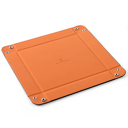 Valet Tray for Men Women, Nightstand Organizer Vanity Catchall Holder for Dresser Desk Storage Bedside, Travel PU Leather Jewelry Key Bowl EDC Watches and Candy Entryway Tray - Large