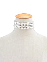 JKJF Simulierten Perle Halskette 4 Reihen Perlen Choker Halsband Multi Schichte Perlen Kette Elegant Modische Kurze Perlenkette Retro Fasching Kostüm Zubehör für Frauen Mädchen