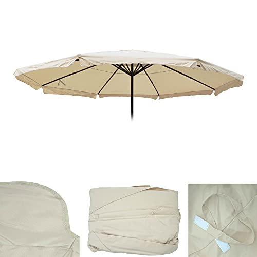 Mendler Ersatz-Bezug für Sonnenschirm Meran Pro, Gastronomie Marktschirm mit Volant Ø 5m, Polyester - Creme