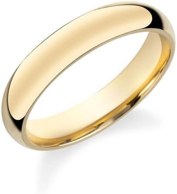 10K 14K 18K Solid Gold 2MM/3MM/4MM/5MM/6MM Dome Wedding Band for Men Women Real Gold Plain Dome Wedding Rings Comfort Fit Size 3-16