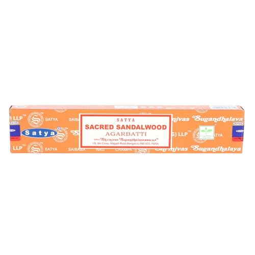 Image of Satya Bangalore (BNG) Sandalwood (Dark Orange Box) Incense Sticks 12 Boxes x 15 g (180 Grams Total) New Version